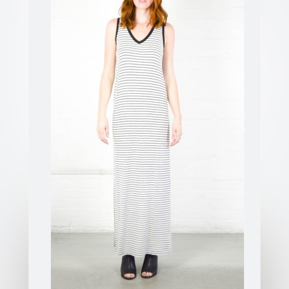 ATM Anthony Thomas Melillo Striped Jersey V-Neck Shirt Dress- Size Large